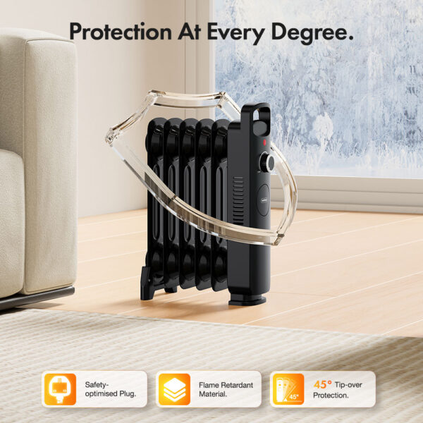 Mini Oil Filled Radiator 800W - Black - Image 4