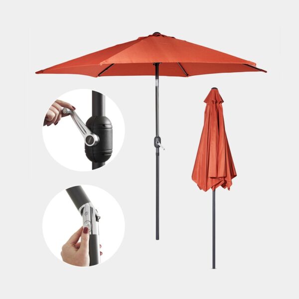 Burnt Orange 2.7m Steel Garden Parasol