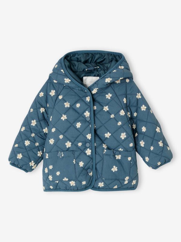 Padded Jacket with Hood, for Babies ocean blue