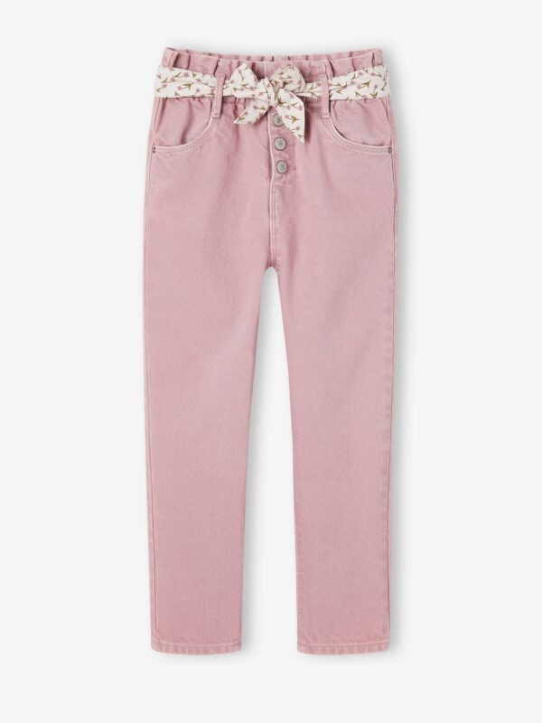 Paperbag Trousers & Floral Belt for Girls mauve