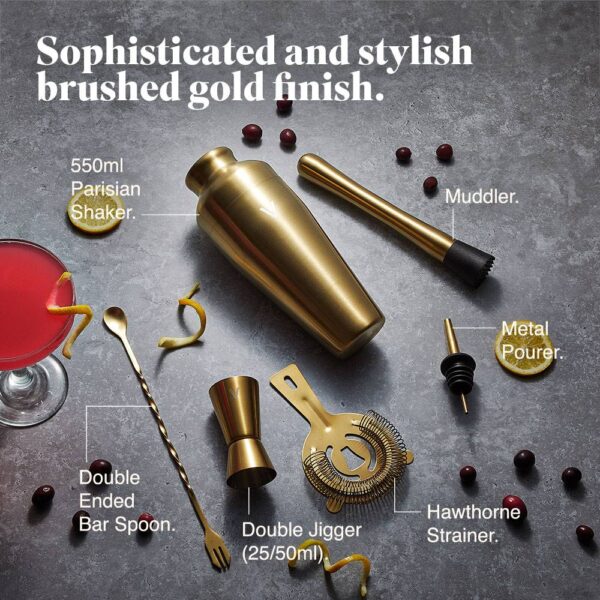 Parisian Gold Cocktail Shaker Set 6pc - Image 2