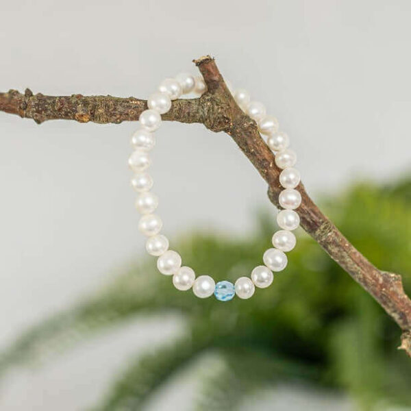 Pearl and Aquamarine Crystal Bracelet | Size: 18.0cm