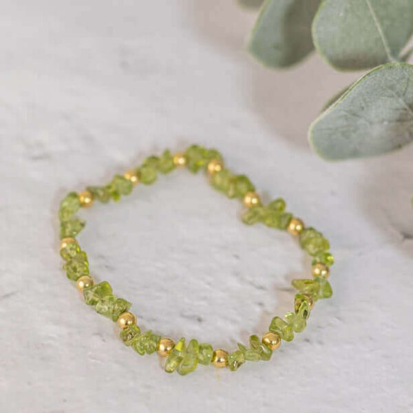 Peridot Gemstone Bracelet | Metal: Gold Vermeil | Bracelet Length: 17.5cm