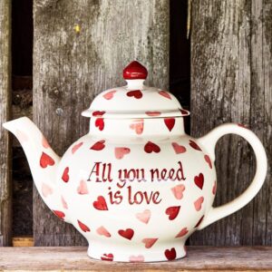 Personalised Pink Hearts 4 Mug Teapot - Customise Your Own Pottery | Emma Bridgewater