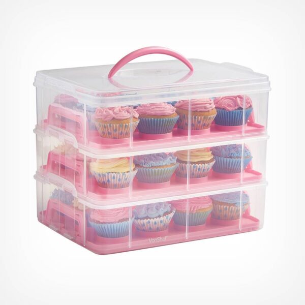 3 Tier Cupcake Carrier Pink