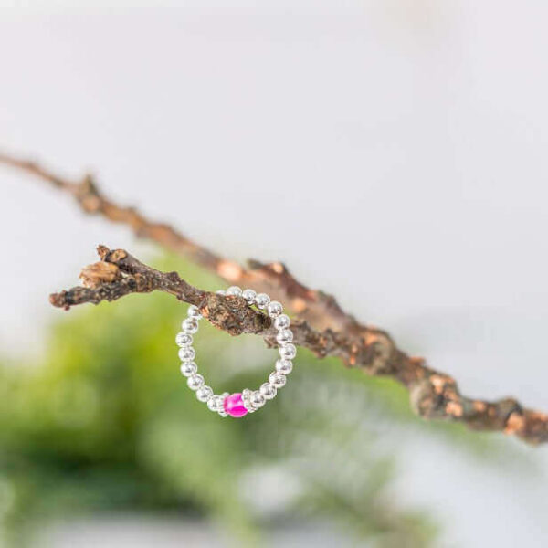 Pink Stone Ring | Metal: Sterling Silver | Size: 6.5cm