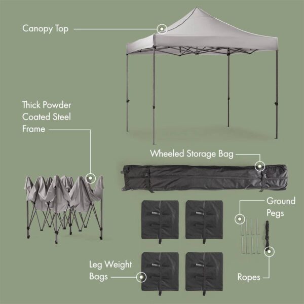 Premium Pop Up Gazebo – Grey 3m x 3m - Image 3