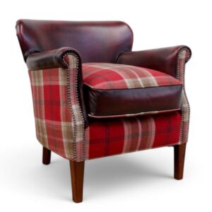 Professor Antique Oxblood Leather & Tartan Balmoral Red Armchair