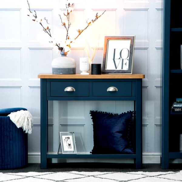 Rutland Blue Painted Oak Console Table