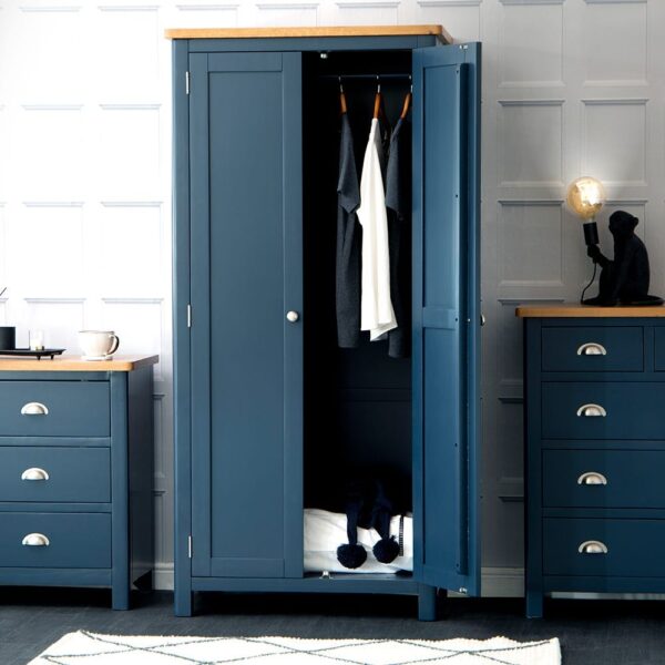 Rutland Blue Painted Oak Double Wardrobe