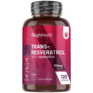 Resveratrol Capsules - 550 mg 120 Capsules - With Red Wine Extract - Trans Resveratrol Supplement to Help the Signs of Premature Ageing
