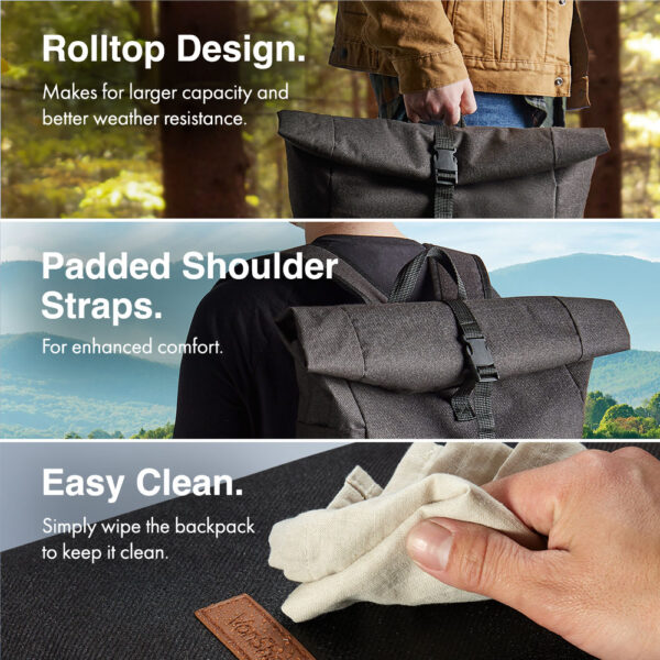 Roll Top Backpack with Cooler Liner - Image 3