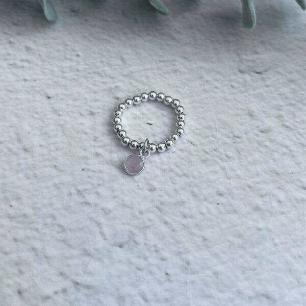 Rose Quartz Birthstone Ring | Metal: Sterling Silver | Size: Custom Size