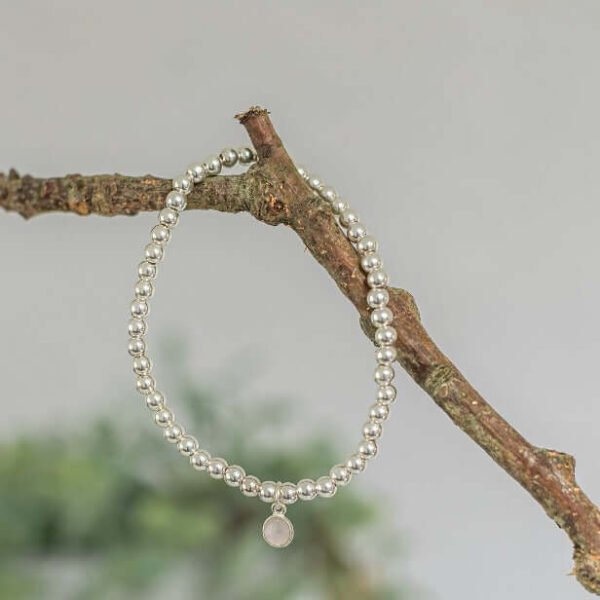 Rose Quartz Charm Bracelet | Metal: Sterling Silver | Size: 16.5cm