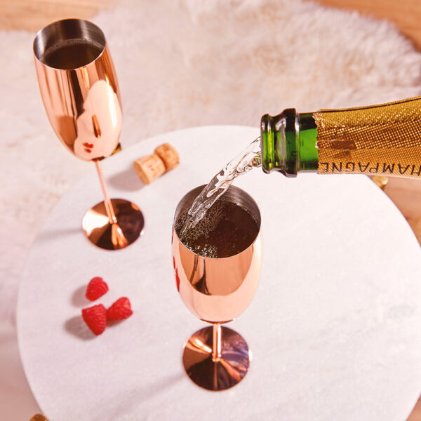 Rose Gold Champagne Flutes - Image 4