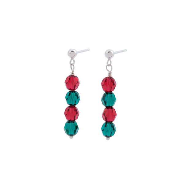 Scarlet and Emerald Crystal Earrings | Metal: Sterling Silver