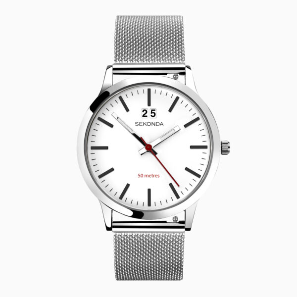 Sekonda Sekonda Nordic Men's Watch | Silver Case & Stainless Steel Mesh Bracelet with White Dial | 1940