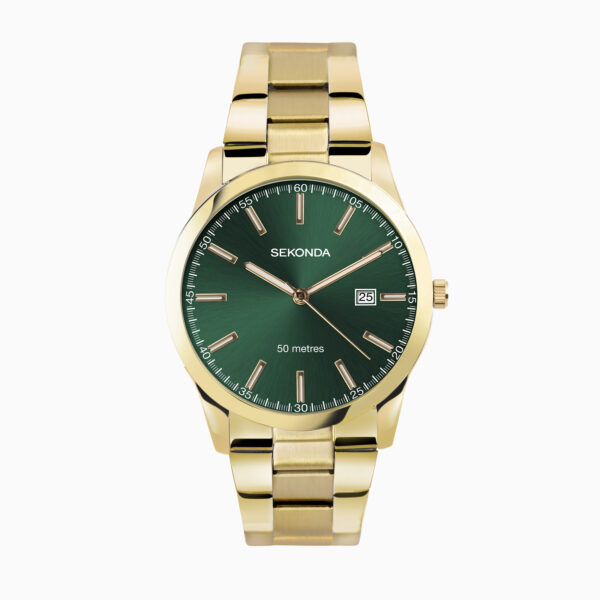 Sekonda Sekonda Taylor Men's Watch | Gold Case & Stainless Steel Bracelet with Green Dial | 1996