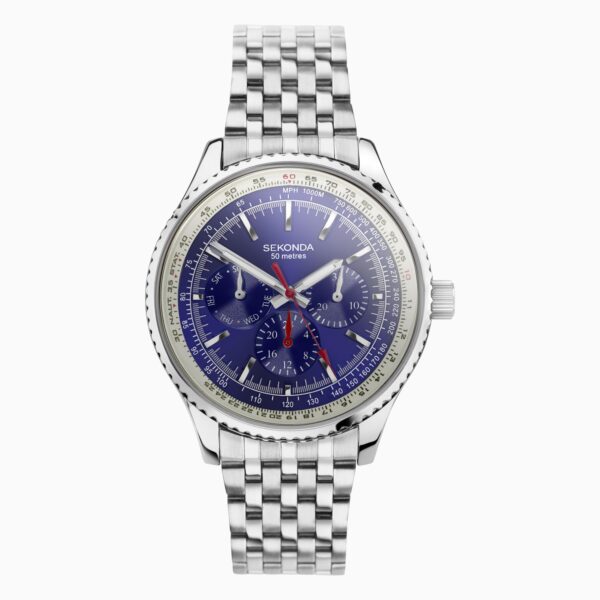 Sekonda Sekonda Maverick Men's Watch | Silver Case & Silver Stainless Steel Bracelet with Blue Dial | 30077