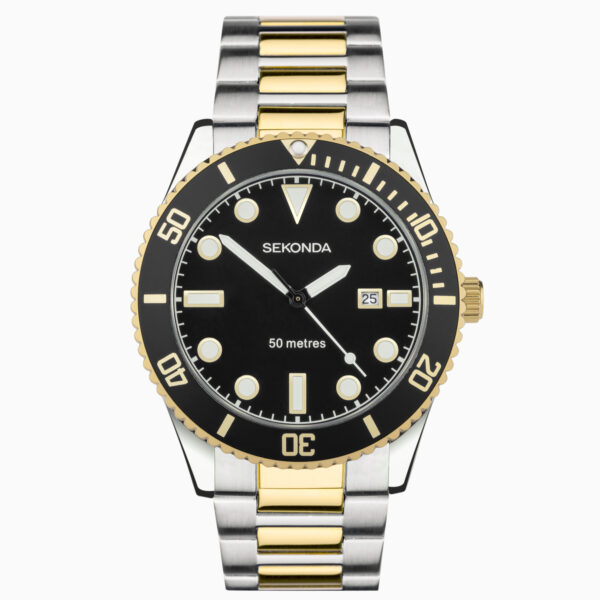 Sekonda Sekonda Ocean Men's Watch | Two Tone Alloy Case & Stainless Steel Bracelet with Black Dial | 30139