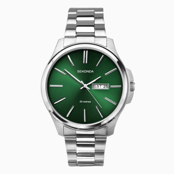 Sekonda Sekonda Jones Men’s Watch | Silver Stainless Steel Case & Bracelet with Green Dial | 30152