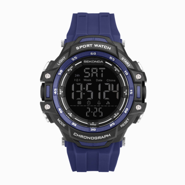 Sekonda Sekonda Crossfell Digital Men’s Watch | Black Plastic Case & Blue Strap with Black LCD Display | 30164