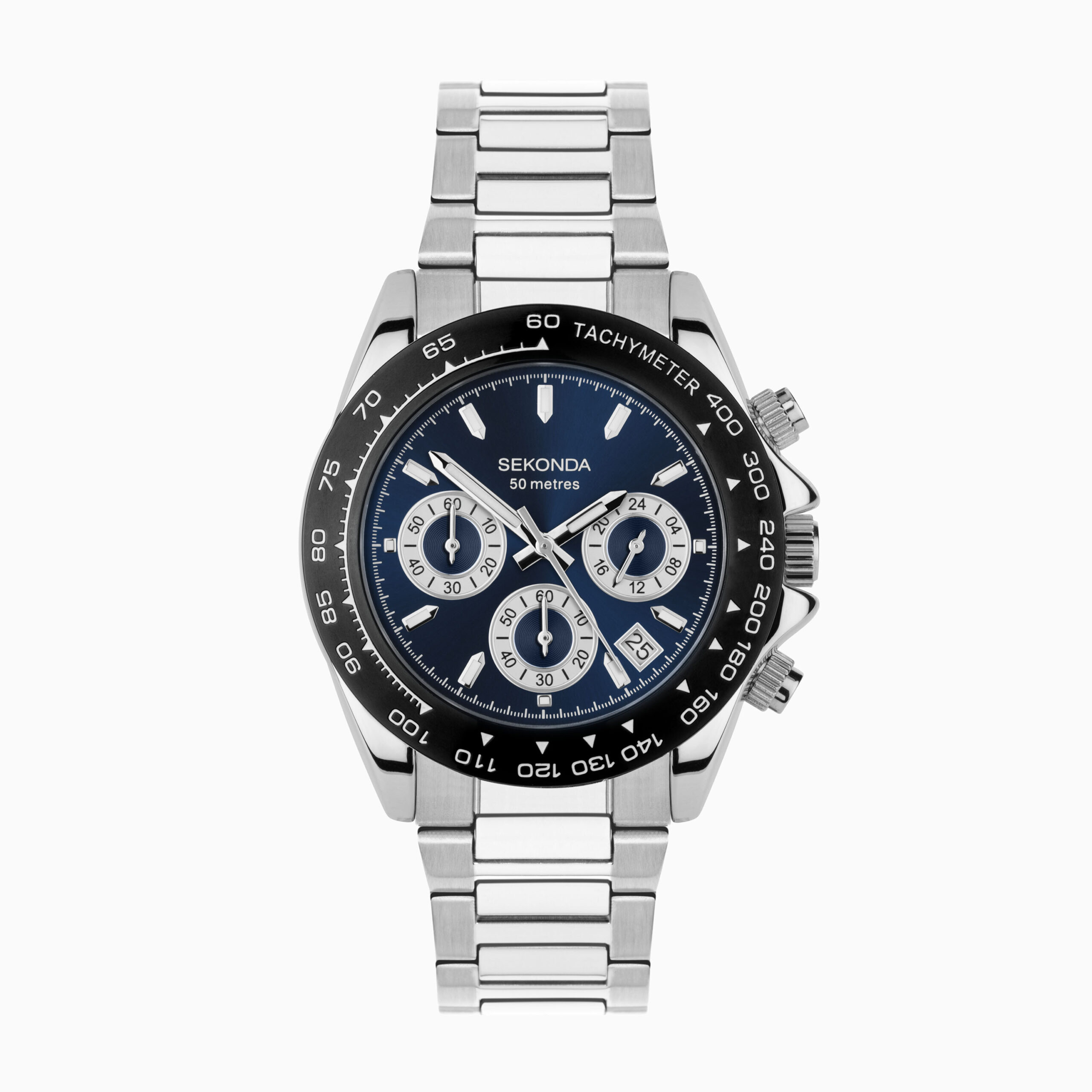 Sekonda Sekonda Circuit Chronograph Men’s Watch | Silver Alloy Case & Stainless Steel Bracelet with Blue Dial | 30200