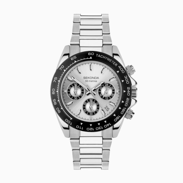 Sekonda Sekonda Circuit Chronograph Men’s Watch | Silver Alloy Case & Stainless Steel Bracelet with Silver Dial | 30201