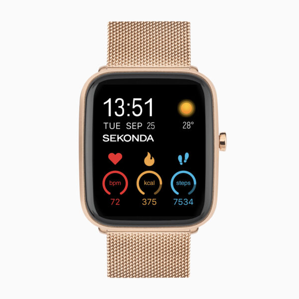 Sekonda Sekonda Motion Plus Smart Watch | Rose Gold Alloy Case & Stainless Steel Mesh Bracelet | 30220