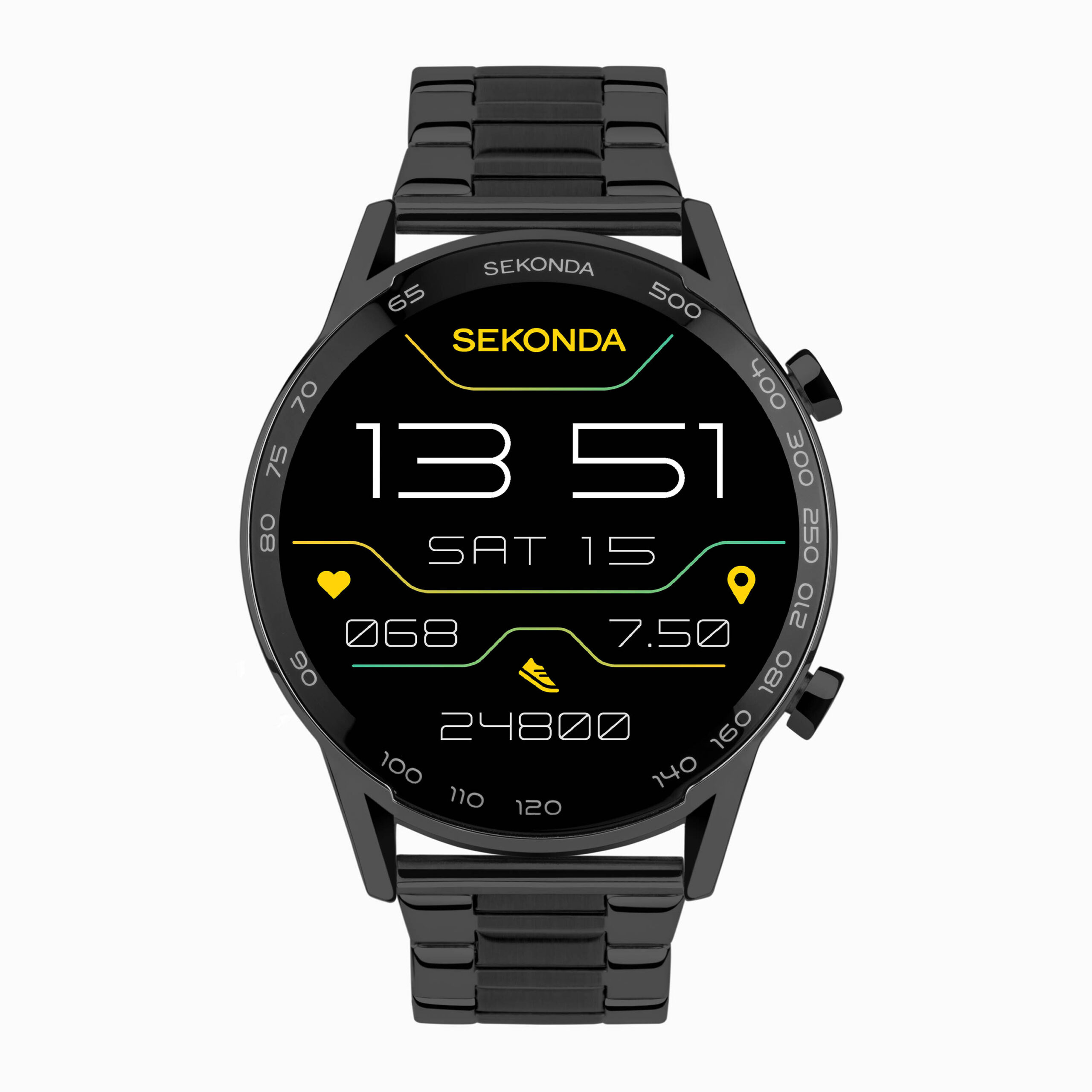 Sekonda Sekonda Active Plus Smart Watch | Black Alloy Case & Stainless Steel Bracelet | 30226
