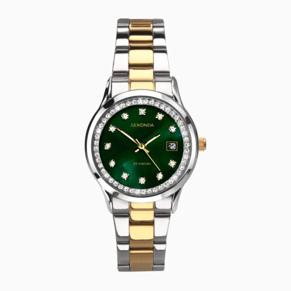 Sekonda Sekonda Catherine Ladies Watch | Silver Case & Stainless Steel Bracelet with Green Dial | 40295