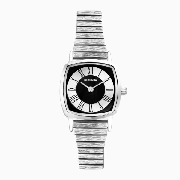 Sekonda Sekonda 1970s Ladies Watch | Silver Case & Bracelet with Black Dial | 40359