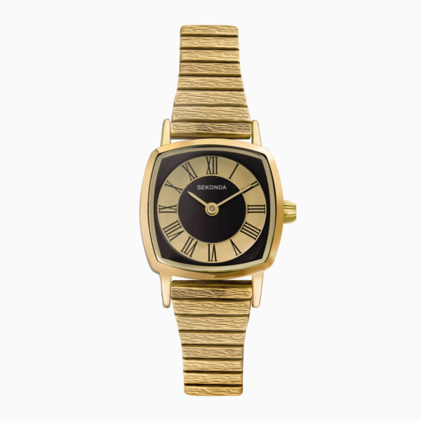 Sekonda Sekonda 1970s Ladies Watch | Gold Case & Bracelet with Black Dial | 40379