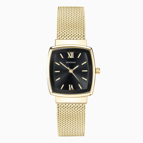 Sekonda Sekonda Classic Ladies Watch | Gold Case & Mesh Bracelet with Black Dial | 40383