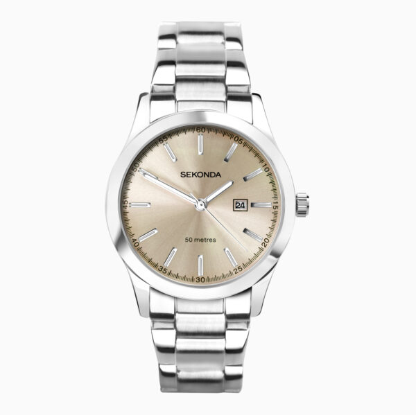 Sekonda Sekonda Taylor Ladies Watch | Silver Case & Stainless Steel Bracelet with Pale Brown Dial | 40399