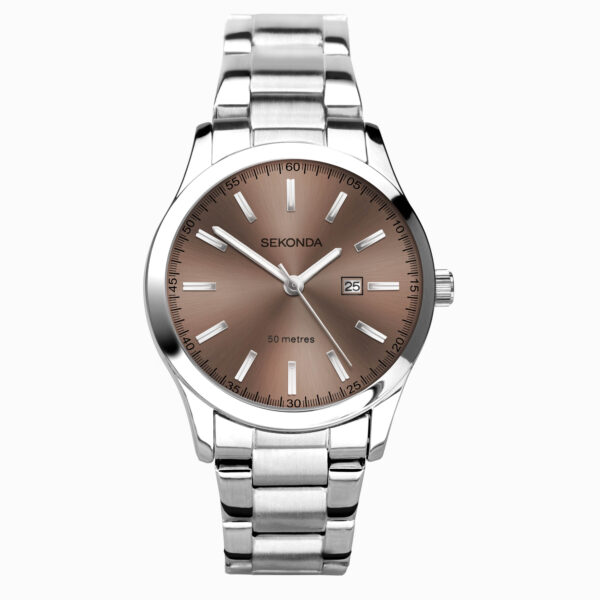 Sekonda Sekonda Taylor Ladies Watch | Silver Case & Stainless Steel Bracelet with Brown Dial | 40540