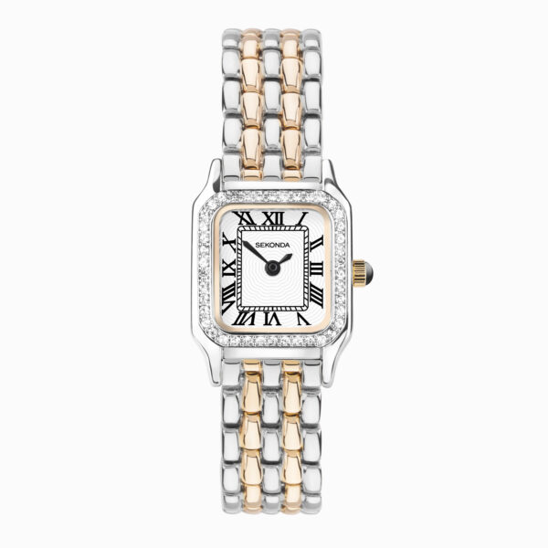 Sekonda Sekonda Monica Ladies Watch | Two Tone Alloy Case & Bracelet with Stone Set Bezel & White Dial | 40643