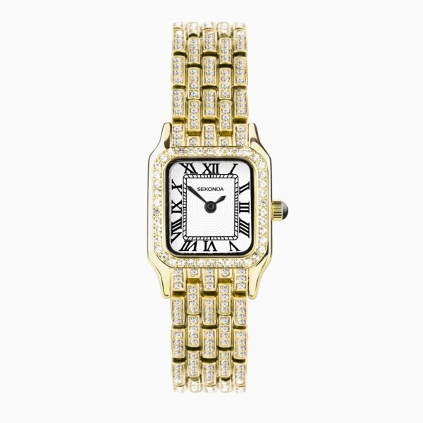 Sekonda Sekonda Monica Ladies Watch | Gold Alloy Case & Full Stone Set Bracelet with White Dial | 40661