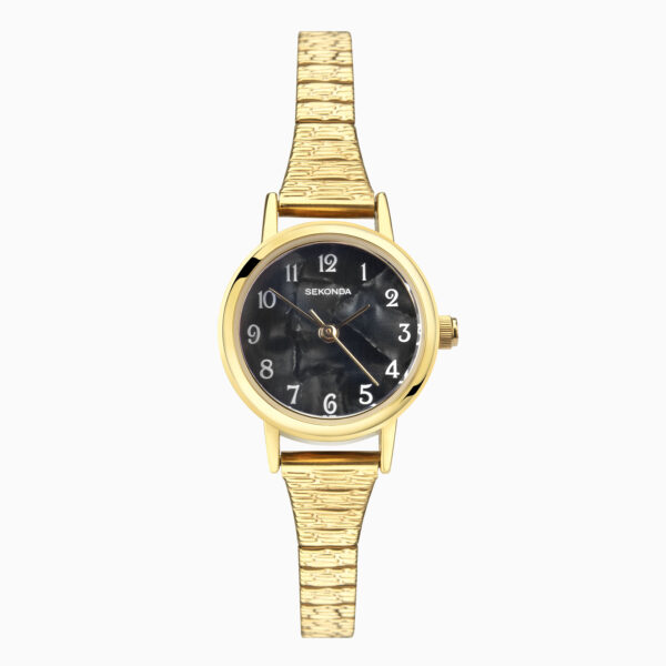 Sekonda Sekonda Connolly Ladies Watch | Gold Alloy Case & Stainless Steel Expander Bracelet with Black Mother of Pearl Dial | 40677