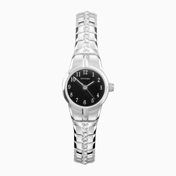 Sekonda Sekonda Newton Ladies Watch | Silver Alloy Case & Stainless Steel Expander Bracelet with Black Dial | 40678