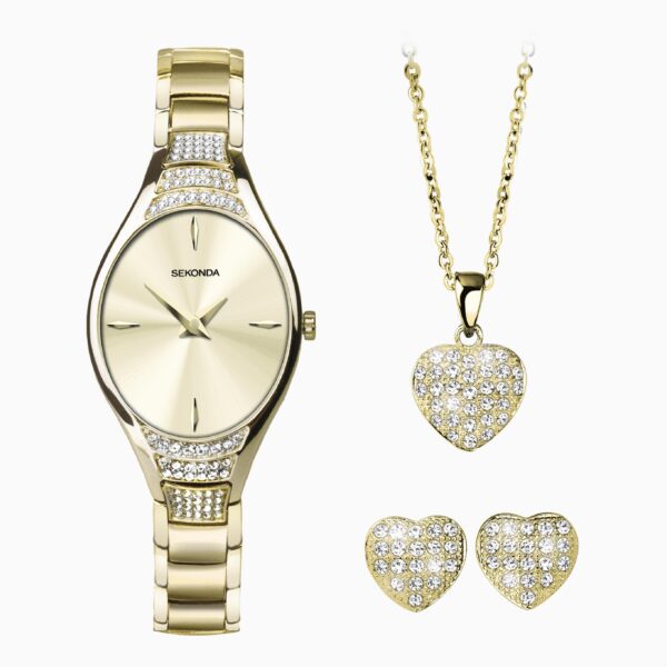 Sekonda Sekonda Ladies Watch Gift Set | Gold Case & Alloy Bracelet with Champagne Dial | 49023