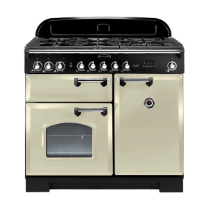 92500 CLASSIC Deluxe 100cm Dual Fuel Range Cooker, Cream/Chrome Trim