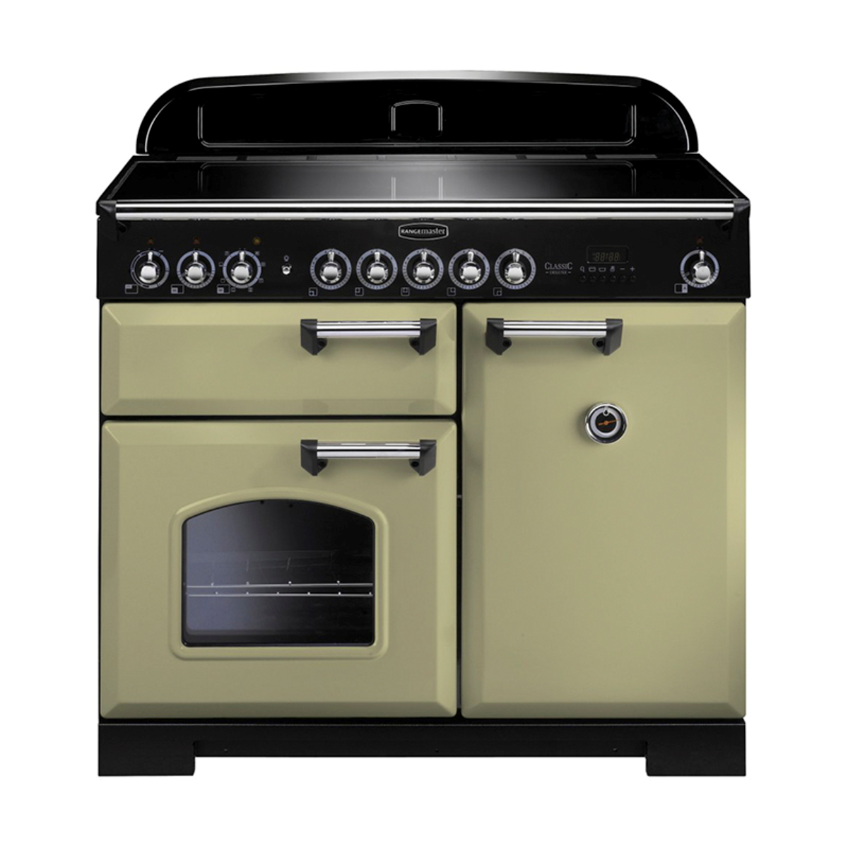 100920 CLASSIC Deluxe 100cm Induction Range Cooker, Olive Green/Chrome Trim