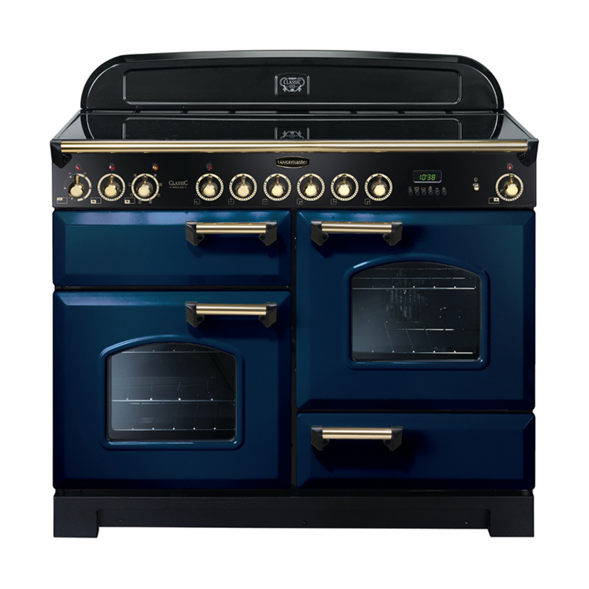 114140 CLASSIC Deluxe 110cm Ceramic Range Cooker, Regal Blue/Brass Trim