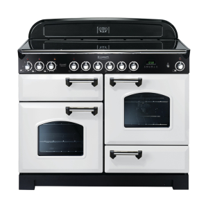 114150 CLASSIC Deluxe 110cm Ceramic Range Cooker, White/Chrome Trim