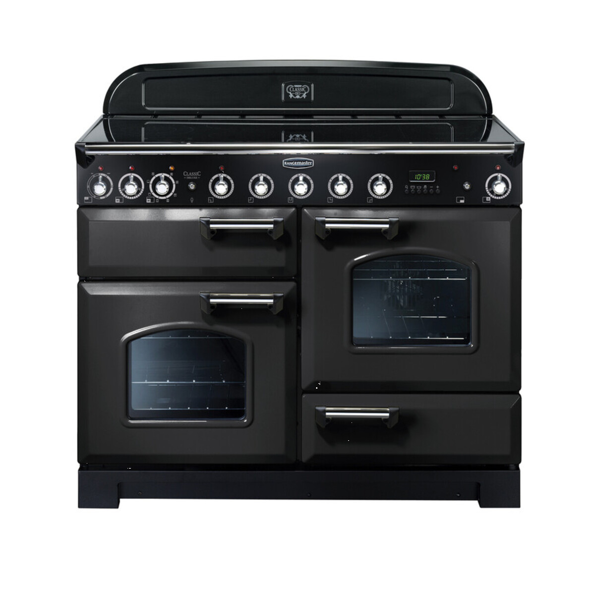 128540 CLASSIC Deluxe 110cm Induction Range Cooker, Charcoal Black/Chrome Trim
