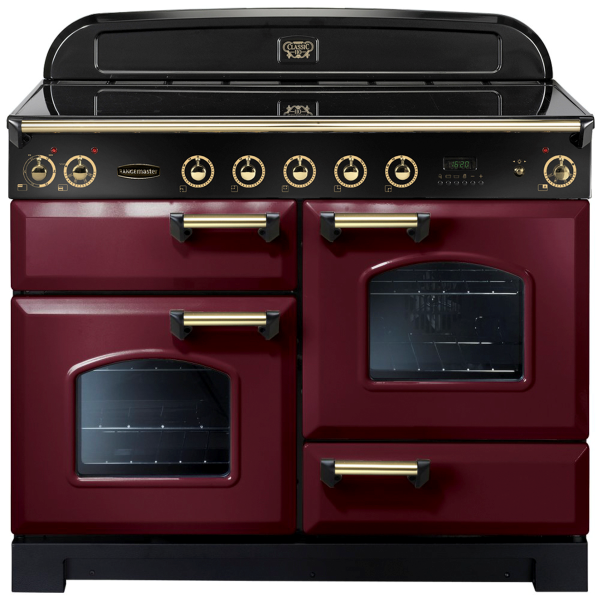 90450 CLASSIC Deluxe 110cm Induction Range Cooker, Cranberry/Brass Trim
