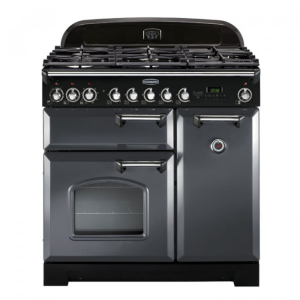 124180 CLASSIC Deluxe 90cm Dual Fuel Range Cooker, Slate/Chrome Trim