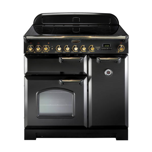 81620 Classic Deluxe 90Cm Ceramic Range Cooker, Black/Brass Trim