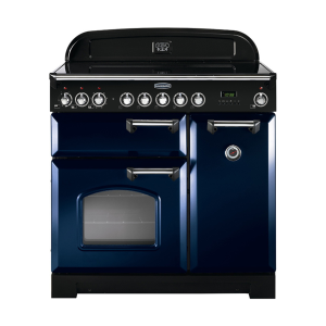 114250 CLASSIC Deluxe 90cm Ceramic Range Cooker, Regal Blue/Chrome Trim